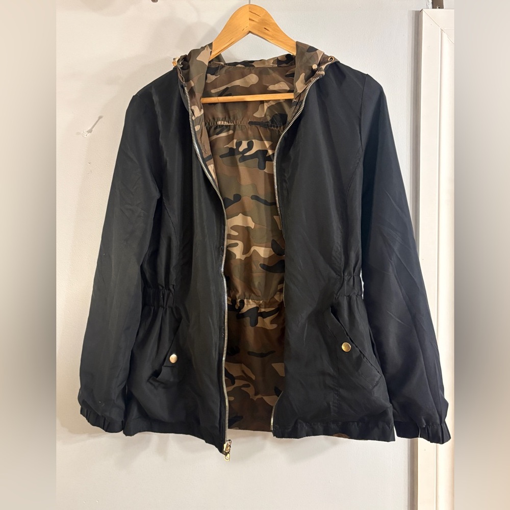 Black Jacket with Camo Lining